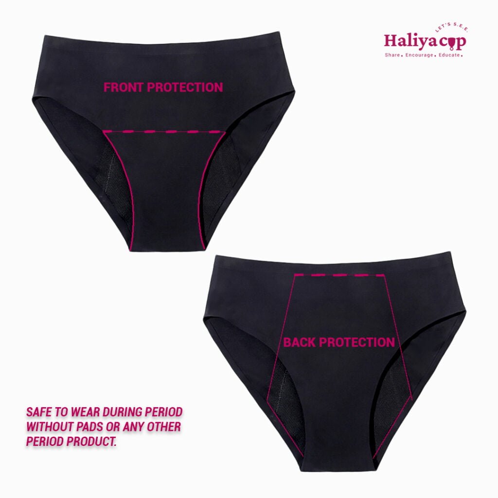 Haliya cup Black Nylon seamless Period underwear Front and back protection image