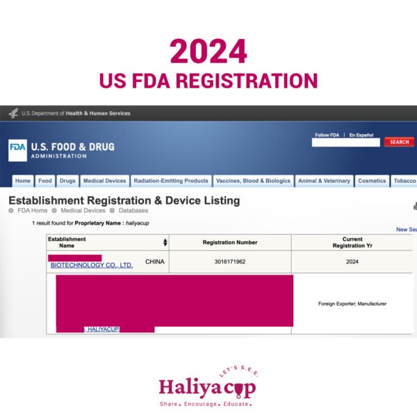 Haliya Cup US FDA Registration