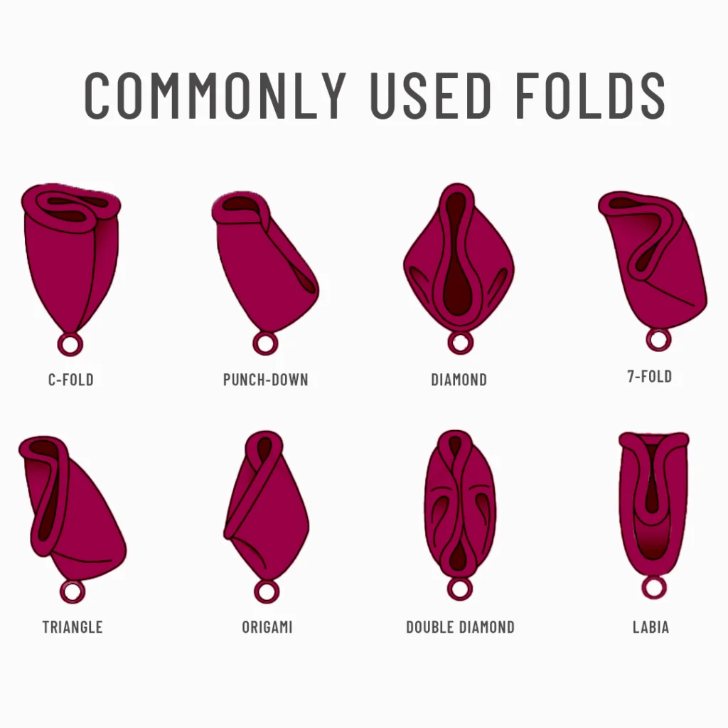 Haliya Cup Menstrual Cup Commonly used Folds for Insertion Beginner Friendly