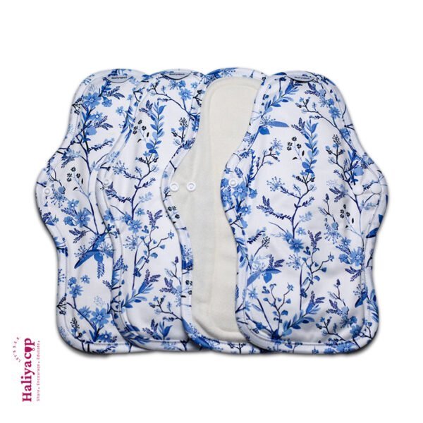 Large size for heavy flow of Haliya Cup reusable menstrual cloth pad with microfleece surface fabric that is easy to wash, resists stain and durable